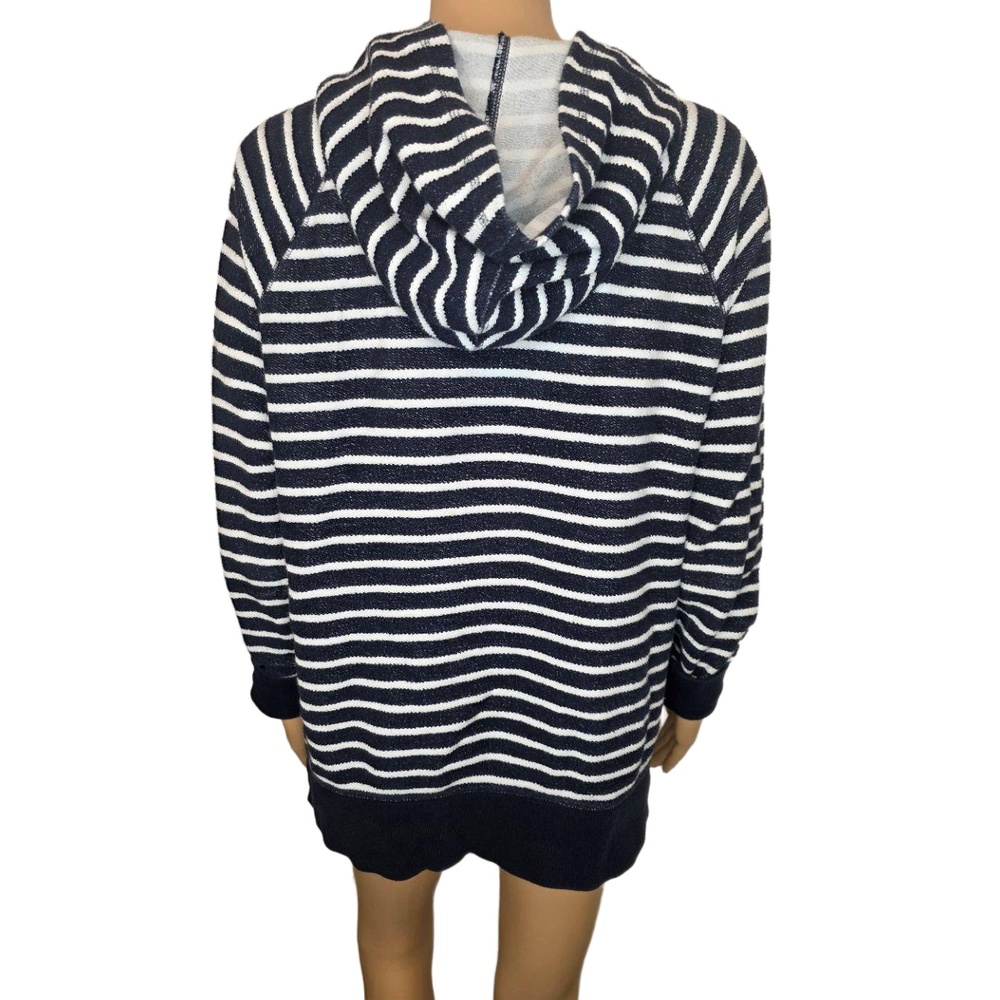 Andrea Jovine Striped Zipper Closure Hood Unisex Hoodie Extra Large - Picture 12 of 13